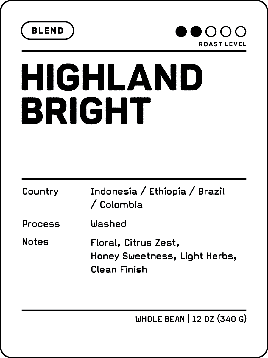 Crew 75 Coffee Highland Bright coffee blend label