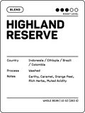 Crew 75 Coffee Highland Reserve coffee blend label