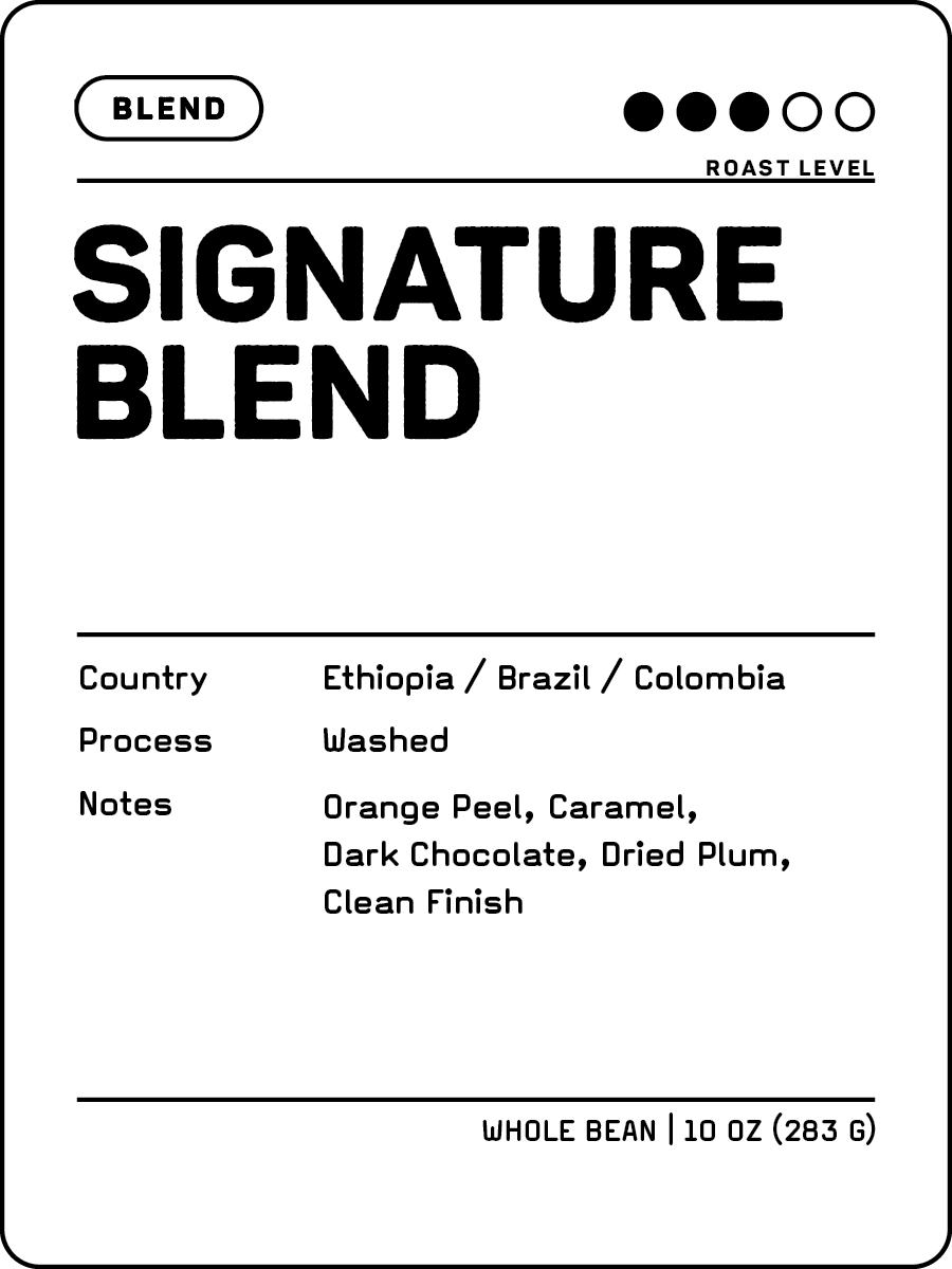 Crew 75 Coffee Signature Blend whole bean coffee label