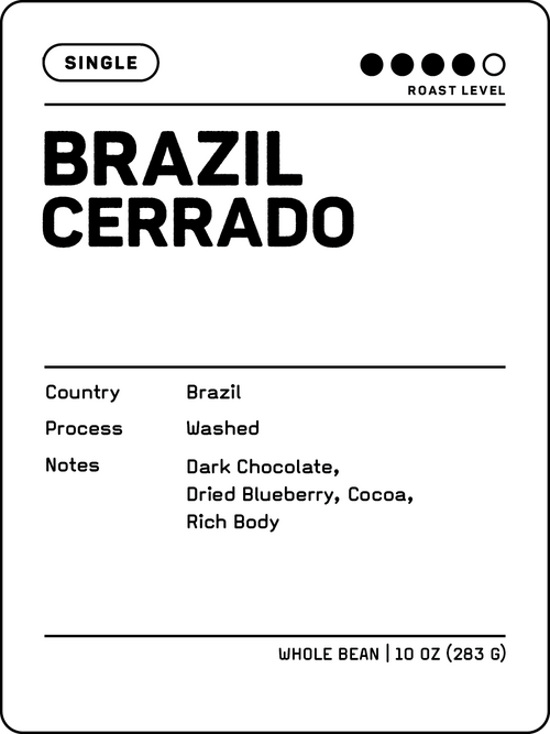 Crew 75 Coffee Brazil Cerrado whole bean coffee label